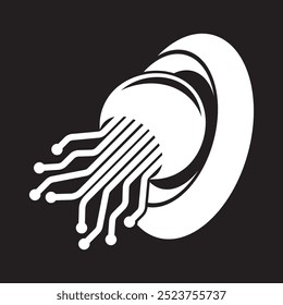 Jellyfish icon illustration design, simple logo template vector