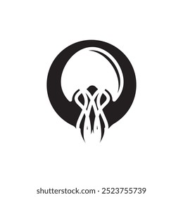 Jellyfish icon illustration design, simple logo template vector