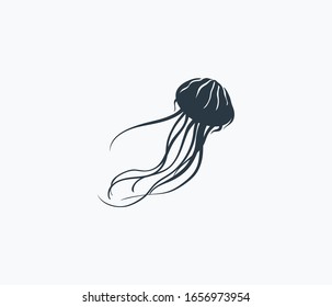 Jellyfish icon isolated on clean background. Jellyfish icon concept drawing icon in modern style. Vector illustration for your web mobile logo app UI design.