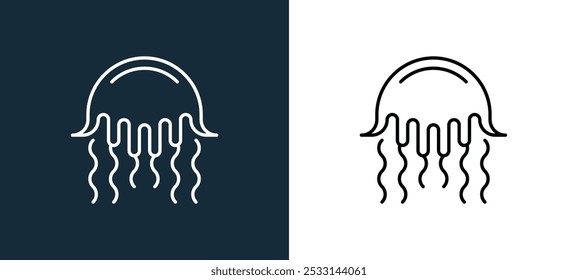 jellyfish icon isolated on white and black colors. jellyfish outline linear vector icon from animals collection for mobile apps, web and ui.