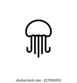 Jellyfish Icon. Line Art Style Design Isolated On White Background