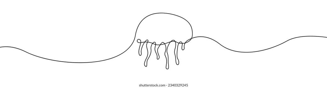 Jellyfish icon line continuous drawing vector. One line Jellyfish icon vector background. Jellyfish tentacles icon. Continuous outline of a Sea jellyfish icon.