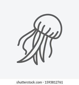 Jellyfish icon line symbol. Isolated vector illustration of icon sign concept for your web site mobile app logo UI design.