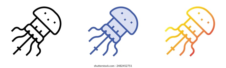 jellyfish icon. Linear, Blue Fill and Gradient Style Design Isolated On White Background