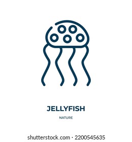 Jellyfish icon. Linear vector illustration from nature collection. Outline jellyfish icon vector. Thin line symbol for use on web and mobile apps, logo, print media.