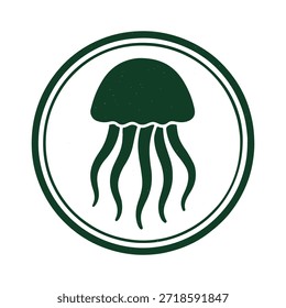 Vector del sello del logotipo de la medusa en el fondo blanco
Icono de sello de Vector