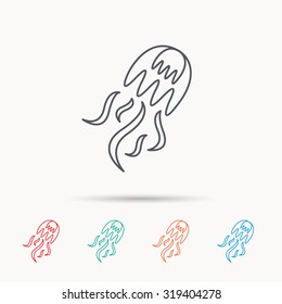 Jellyfish icon. Marine animal sign. Linear icons on white background. Vector
