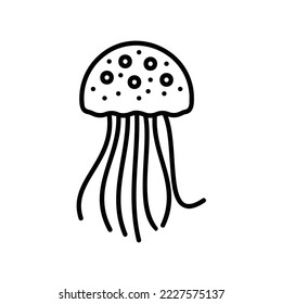 Jellyfish icon for ocean creature or sea animal in black outline style