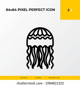 Jellyfish icon. Ocean and sea life icon. 64x64 pixel perfect icon