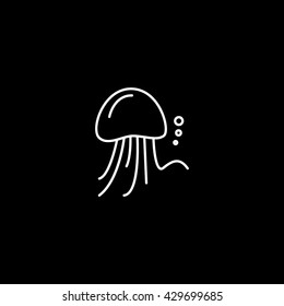 Jellyfish Icon On Black Background