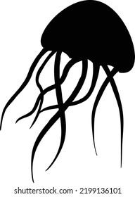 Jellyfish icon on white background. Jellyfish silhouette. flat style.