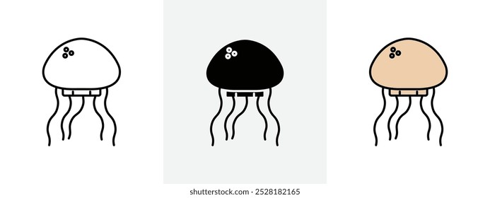 Jellyfish icon Outline sign symbol set