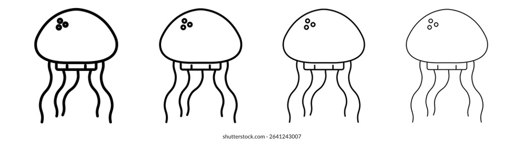 Jellyfish icon Outline sign symbol set