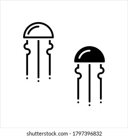 Jellyfish Icon, Sea Jellies Icon, Umbrella Shaped Bells And Trailing Tentacles Vector Art Illustration