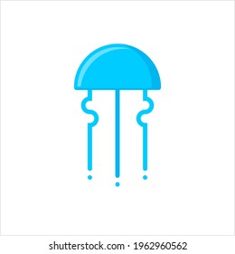 Jellyfish Icon, Sea Jellies Icon, Umbrella Shaped Bells And Trailing Tentacles Vector Art Illustration