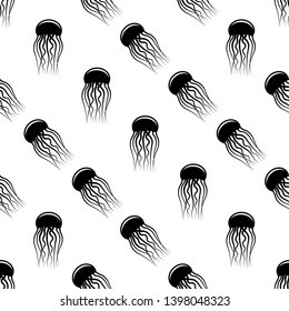 Jellyfish Icon Seamless Pattern, Jelly Fish Icon Vector Art Illustration