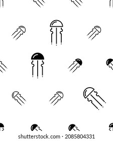 Jellyfish Icon Seamless Pattern, Sea Jellies Icon, Umbrella Shaped Bells And Trailing Tentacles Vector Art Illustration
