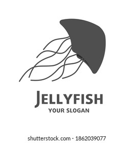 Jellyfish icon, shape silhouette logo, company identity, simple design graphic, isolated