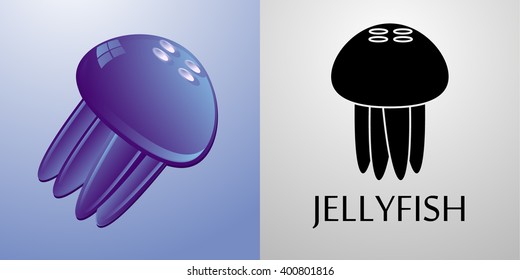 Jellyfish icon sign set