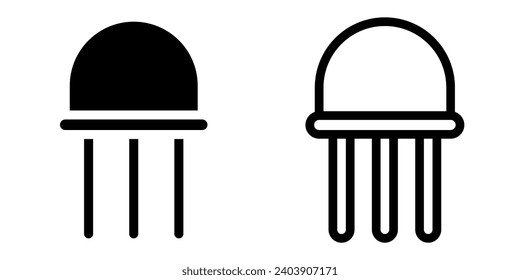 jellyfish icon, sign, or symbol in glyph and line style isolated on transparent background. Vector illustration	