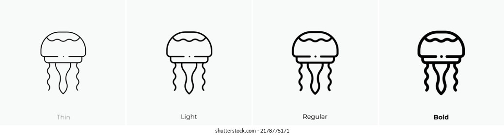 jellyfish icon. Thin, Light Regular And Bold style design isolated on white background