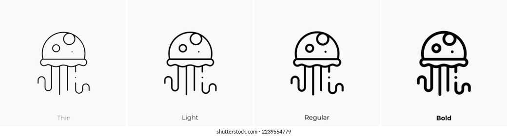 jellyfish icon. Thin, Light Regular And Bold style design isolated on white background