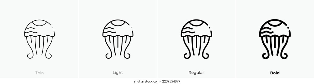 jellyfish icon. Thin, Light Regular And Bold style design isolated on white background