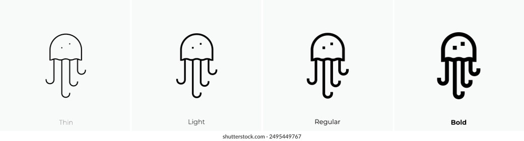 jellyfish icon. Thin, Light Regular And Bold style design isolated on white background