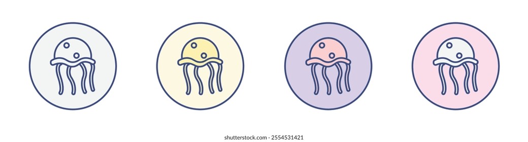 Jellyfish icon Thin line flat illustration