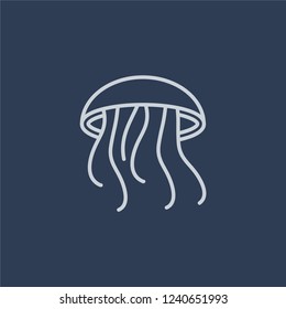 Jellyfish icon. Trendy flat vector line Jellyfish icon on dark blue background from animals collection. 
