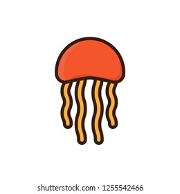 jellyfish icon vector design. filled outline icon