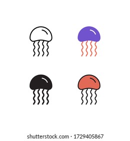 jellyfish icon vector with different style design. isolated on white background