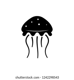 Jellyfish icon Vector. Flat vector illustration in black on white background. EPS 10
