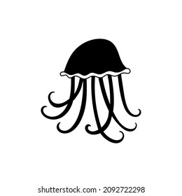 Jellyfish icon Vector. Flat vector illustration in black on white background