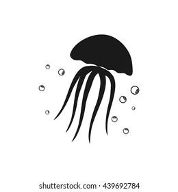 Jellyfish icon Vector. Flat vector illustration in black on white background. EPS 10