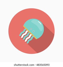 Jellyfish icon, Vector flat long shadow design. EPS10