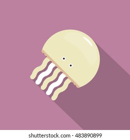 Jellyfish icon, Vector flat long shadow design. EPS10