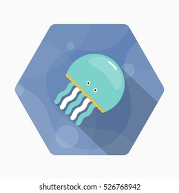 Jellyfish icon, Vector flat long shadow design. EPS10