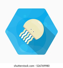 Jellyfish icon, Vector flat long shadow design. EPS10