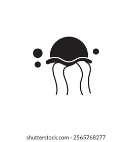 Jellyfish icon Vector flat thin line illustration