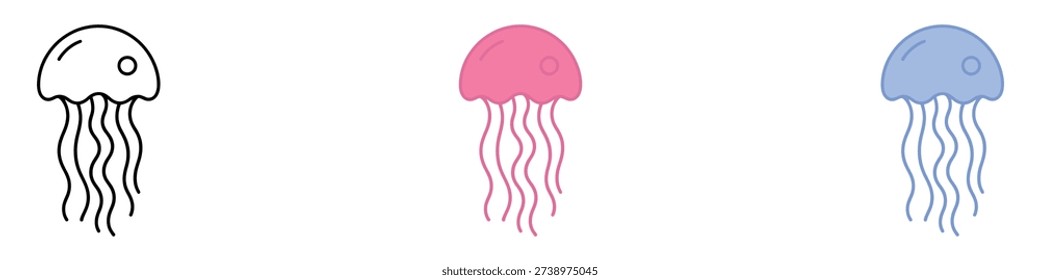 Jellyfish icon vector. Jelly fish nature and aquatic animal symbol set. Vector illustration.