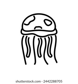 jellyfish icon vector in line style