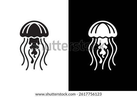 Jellyfish icon vector on White Background ,Vector Art Illustration on white background.