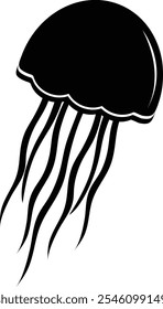 Jellyfish icon vector silhouette illustration 