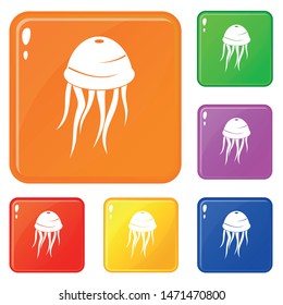 Jellyfish icons set collection vector 6 color isolated on white background