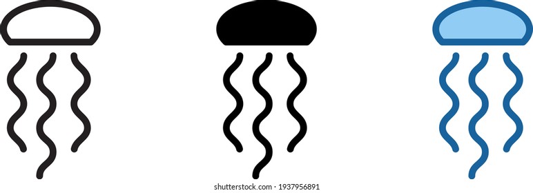 jellyfish icons, vector illustrations