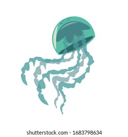 Jellyfish illustration design element. sea life flat icon.