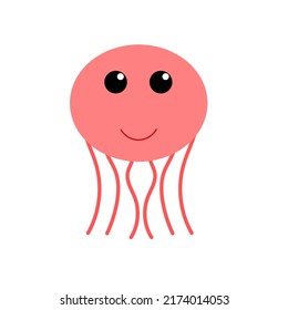 Jellyfish illustration. Smiling jellyfish mascot.