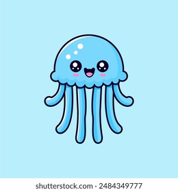 The jellyfish image is made with clean lines and bright colors, it looks like a cute character with big eyes and a sweet smile, so it doesn't look scary and is more attractive to children.