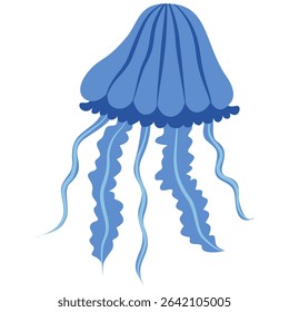 A jellyfish isolated on a transparent background.Vector illustration of a marine animal.
